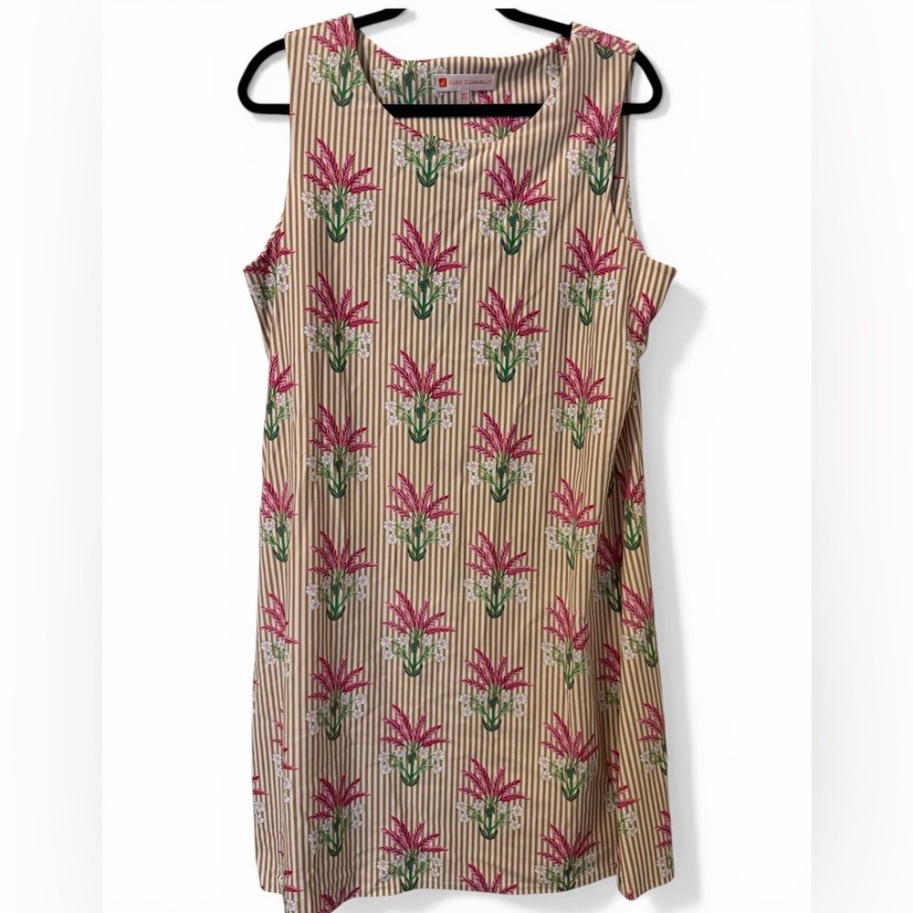 Jude Connally Striped Floral Midi Dress - Pink and Green